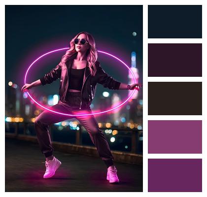 Night Hip Hop Glow Dancing Portrait Effect Goggles Woman Modern Fantasy Neon Scene Image